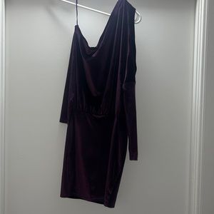 JluxLabel Purple Velvet One Shoulder Dress